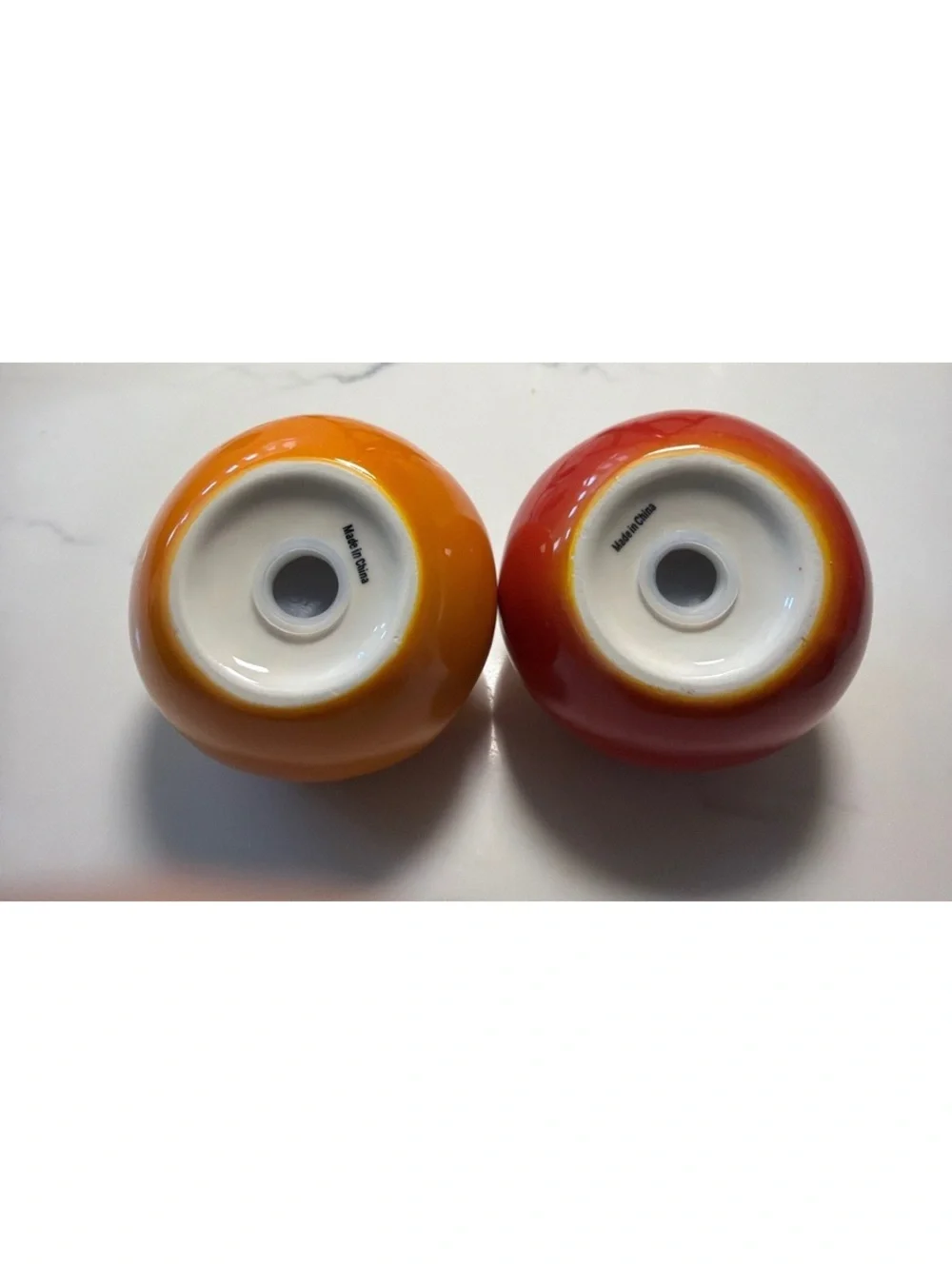 Ceramic Tomato-Shaped Salt and Pepper Shakers Set - Hand-Painted Yellow and Red,